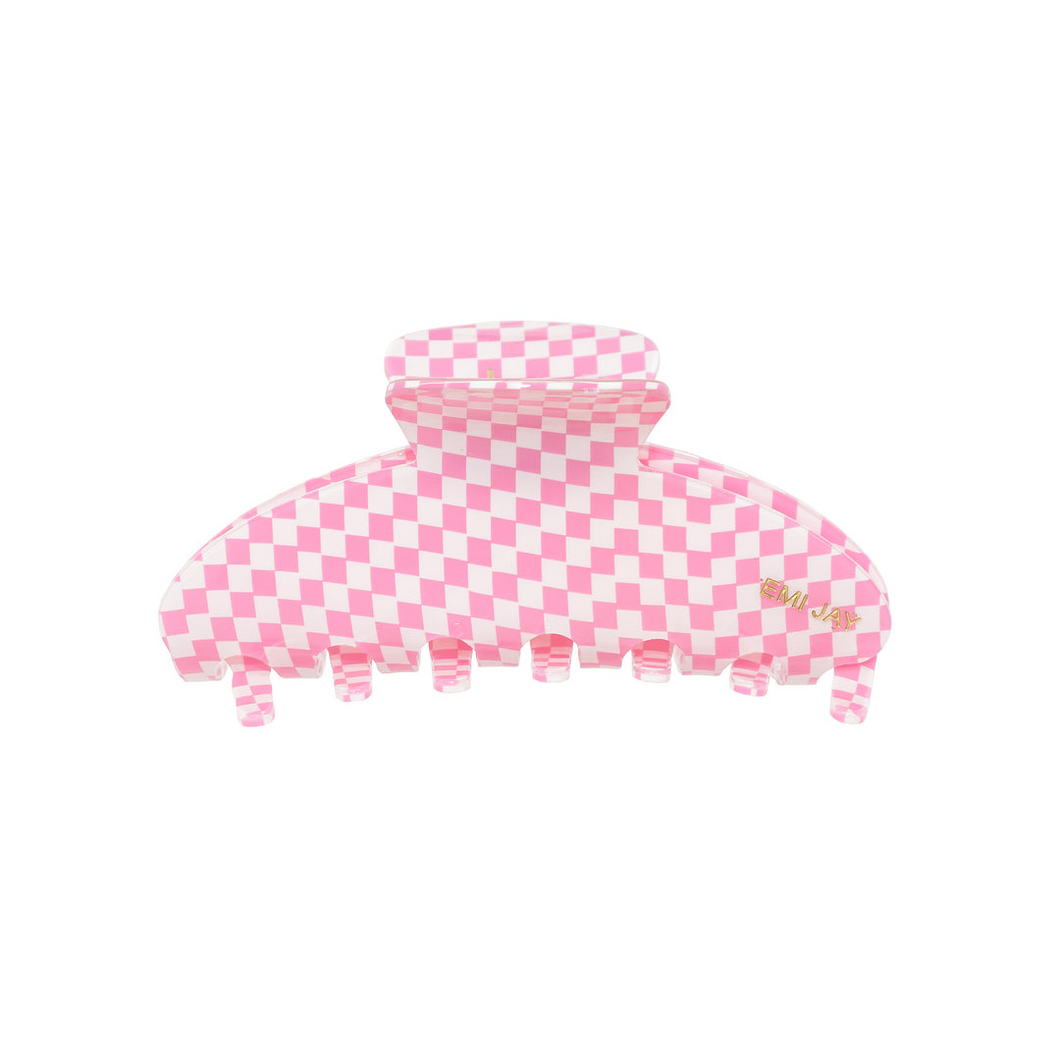 Emi Jay Big Claw Clip - Pink Checkerboard