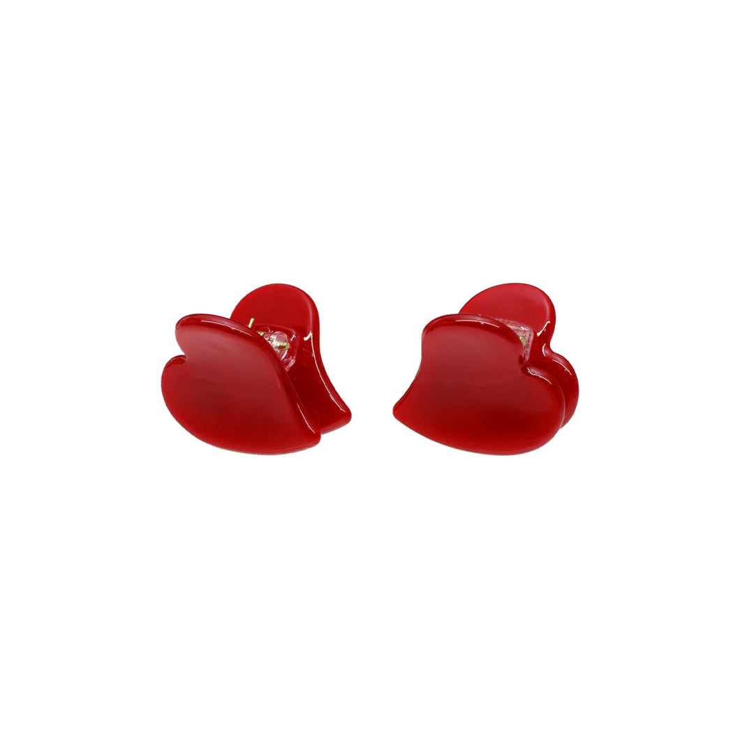 Emi Jay Baby Heart Clip Set in Cherry Kiss